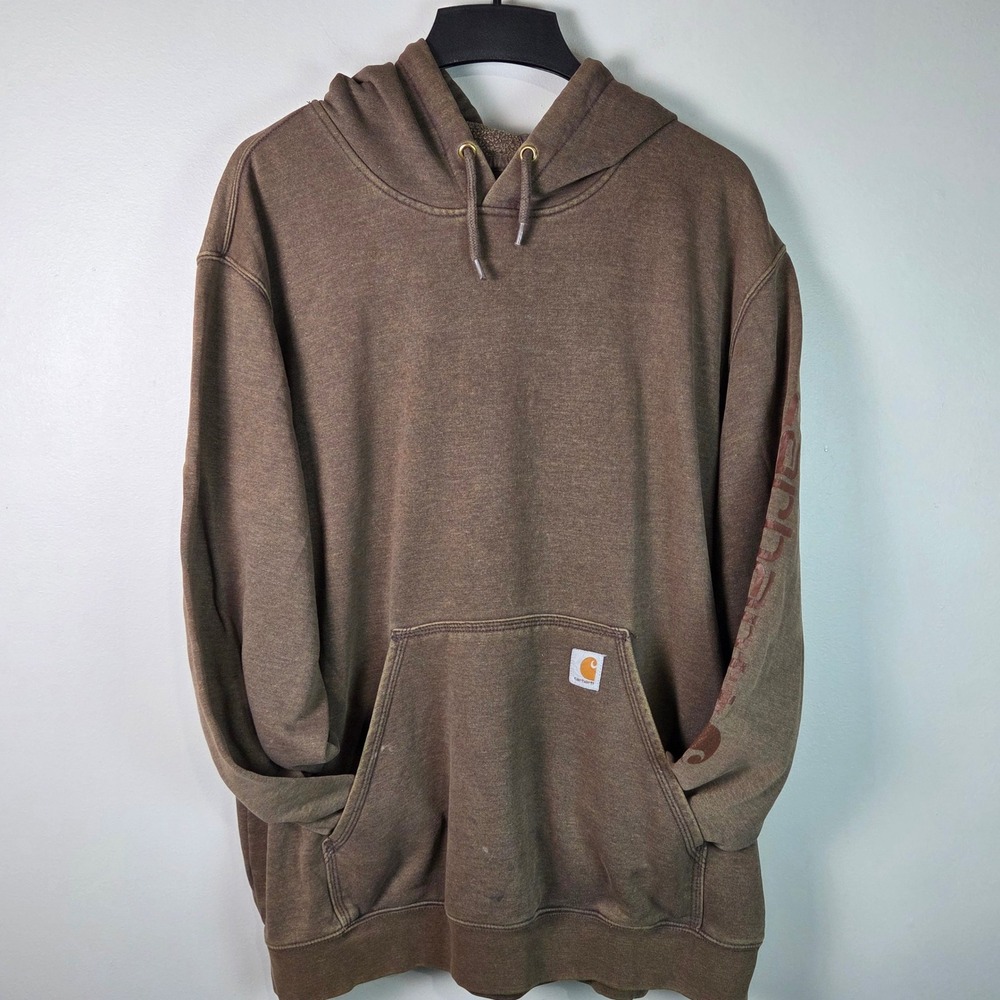 Carhartt Hoodie Mens 2XL Brown Good Original Fit Graphic Sleeve K288 Workwear